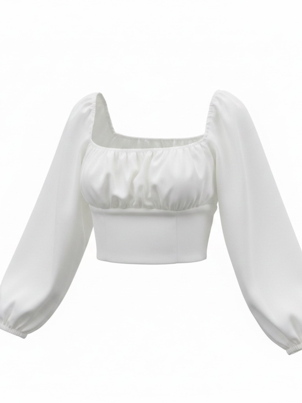 Princess Polly White Square-Neck Puff Sleeve Crop Top